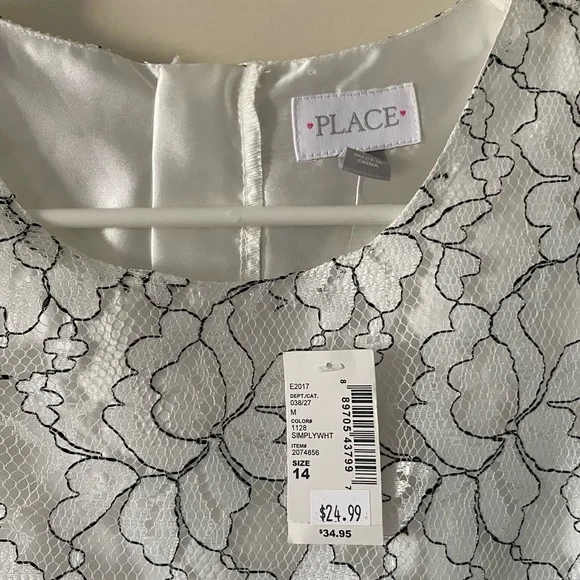 The Children’s Place - White and Black Dress with Flowers - Picture 3 of 3